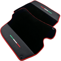 Black Floor Mats For Ferrari Roma (2021-2024) with Leather and Red Trim - AutoWin