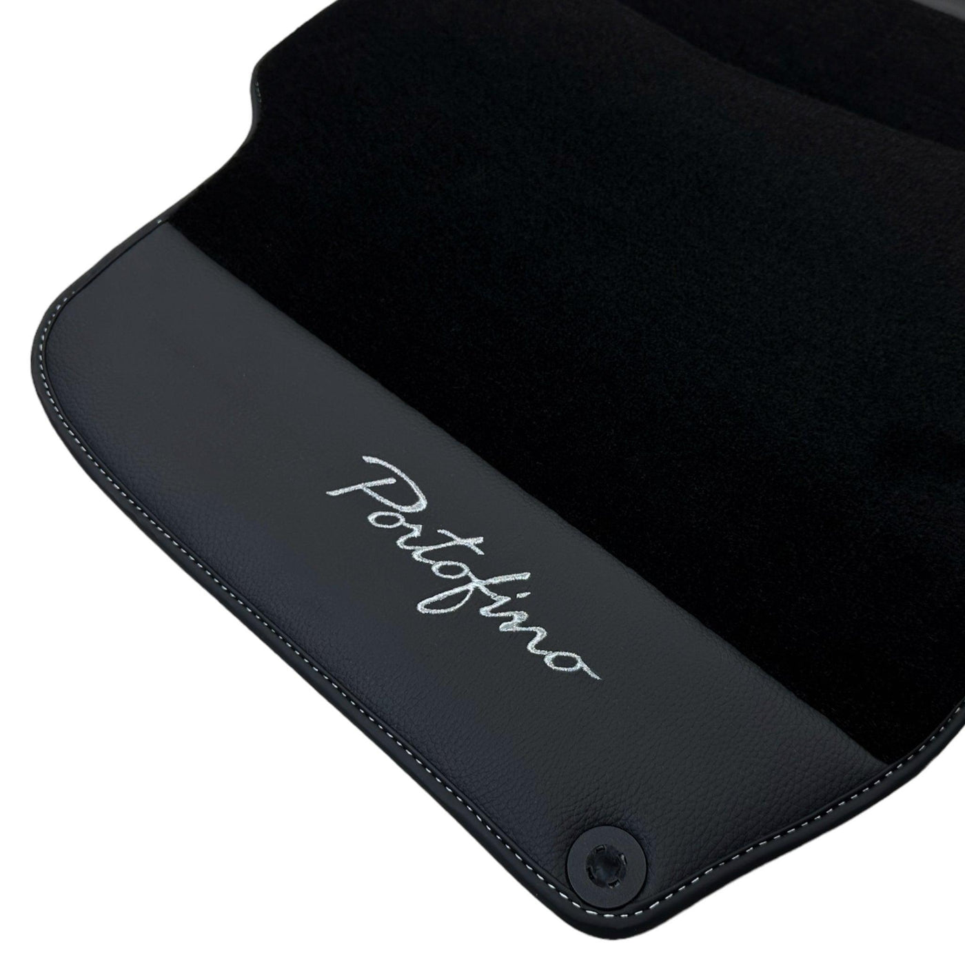 Black Floor Mats For Ferrari Portofino (2018-2023) With Leather - AutoWin