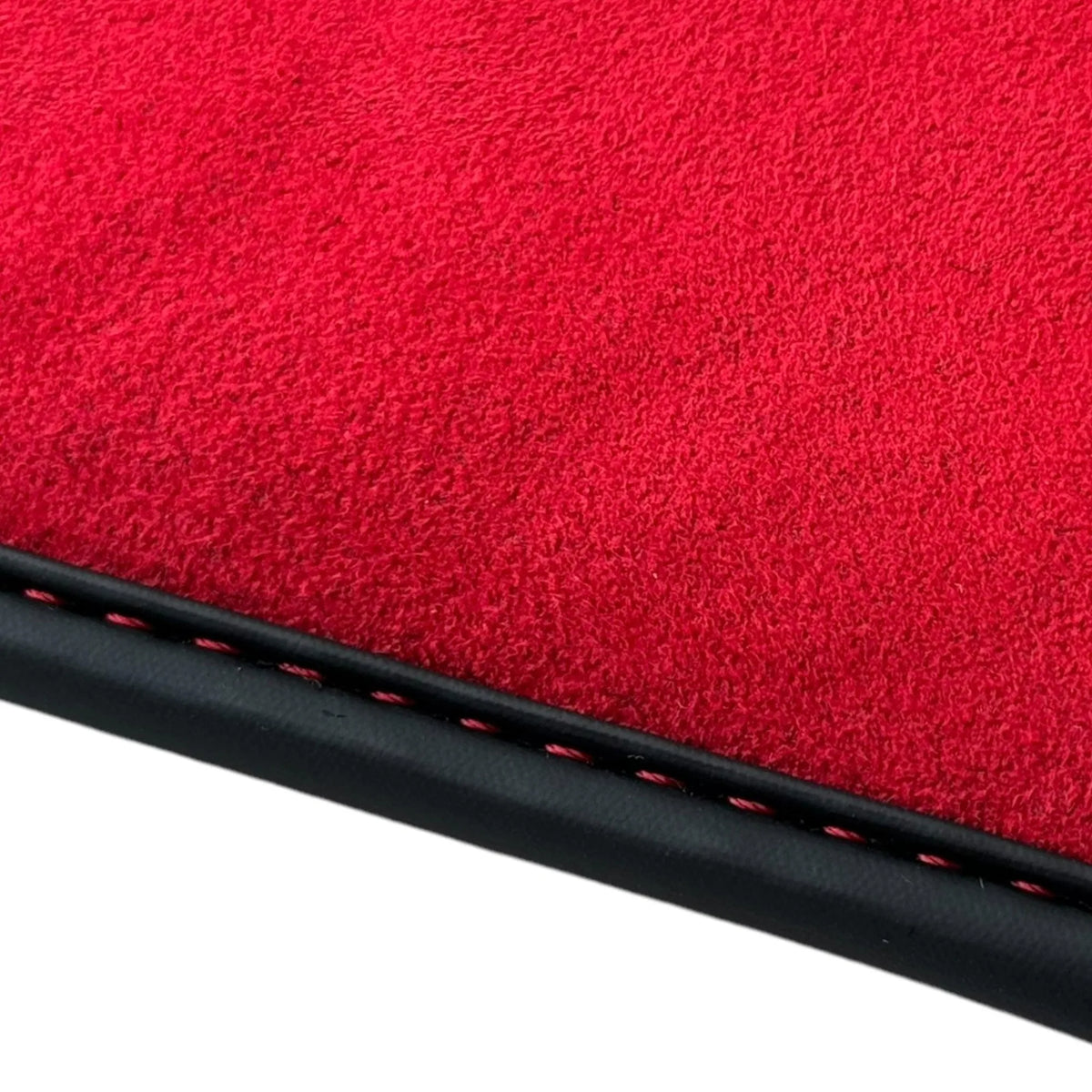 Black Floor Mats for Ferrari Portofino M (2018-2023) with Red Alcantara Leather