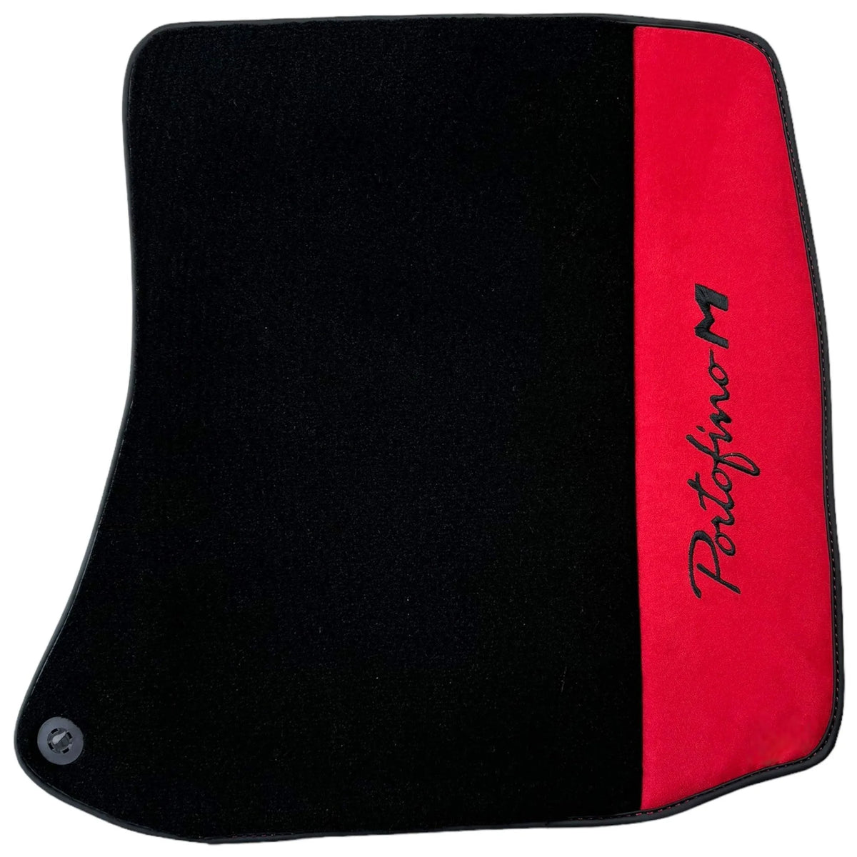 Black Floor Mats for Ferrari Portofino M (2018-2023) with Red Alcantara Leather - AutoWin