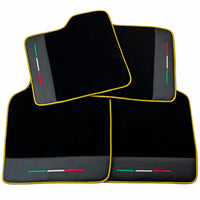 Black Floor Mats for Ferrari Purosangue with Leather and Black Trim | Italian Edition