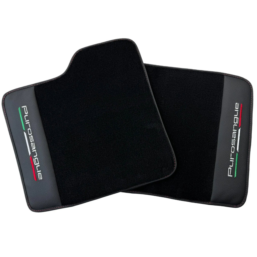 Black Floor Mats for Ferrari Purosangue with Leather and Black Trim | Italian Edition - AutoWin