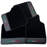Black Floor Mats for Ferrari Purosangue with Leather and Black Trim | Italian Edition