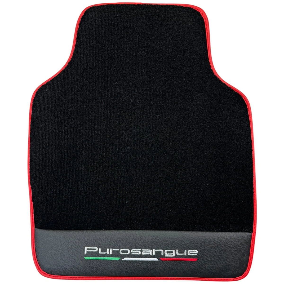 Black Floor Mats for Ferrari Purosangue with Leather and Red Trim | Italian Edition - AutoWin