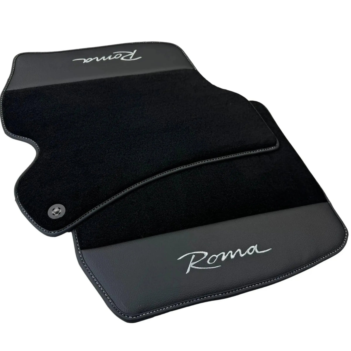 Black Floor Mats for Ferrari Roma (2021-2027) with Leather - AutoWin