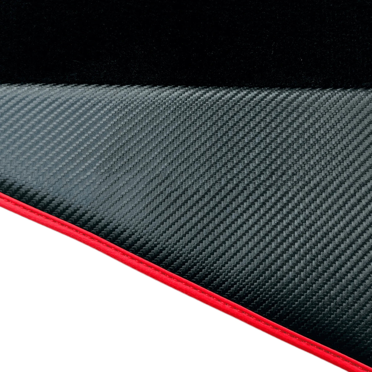 Black Floor Mats for Ferrari SF90 Stradale (2019-2024) with Carbon Fiber | Red Trim