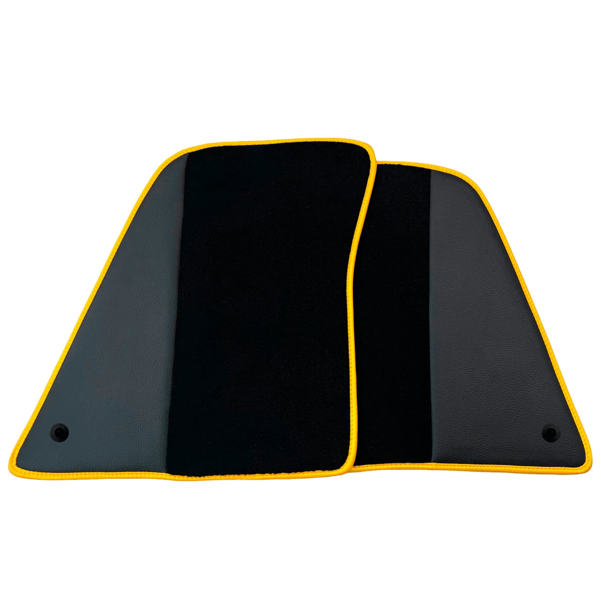 Black Floor Mats for Ferrari SF90 Stradale (2019-2024) with Leather and Yellow Trim - AutoWin
