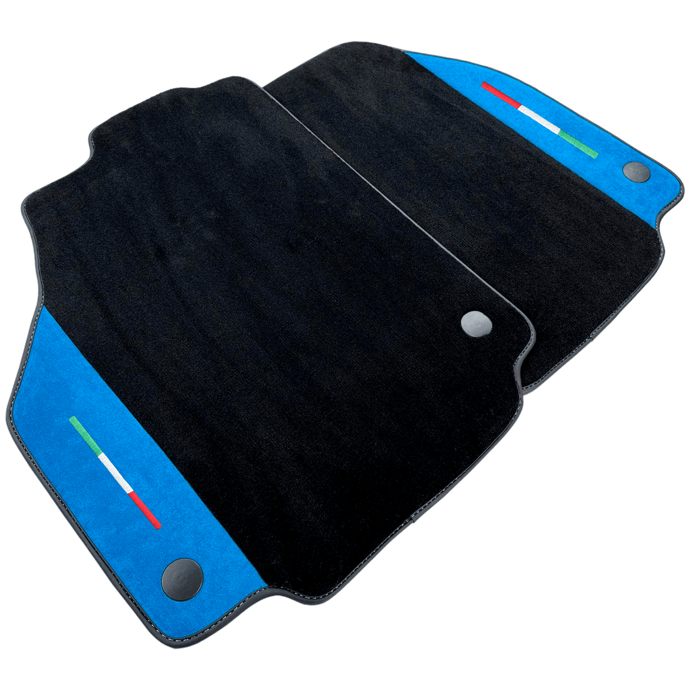Black Floor Mats For Ferrari 488 Spider 2015-2022 With Blue Alcantara Leather - AutoWin