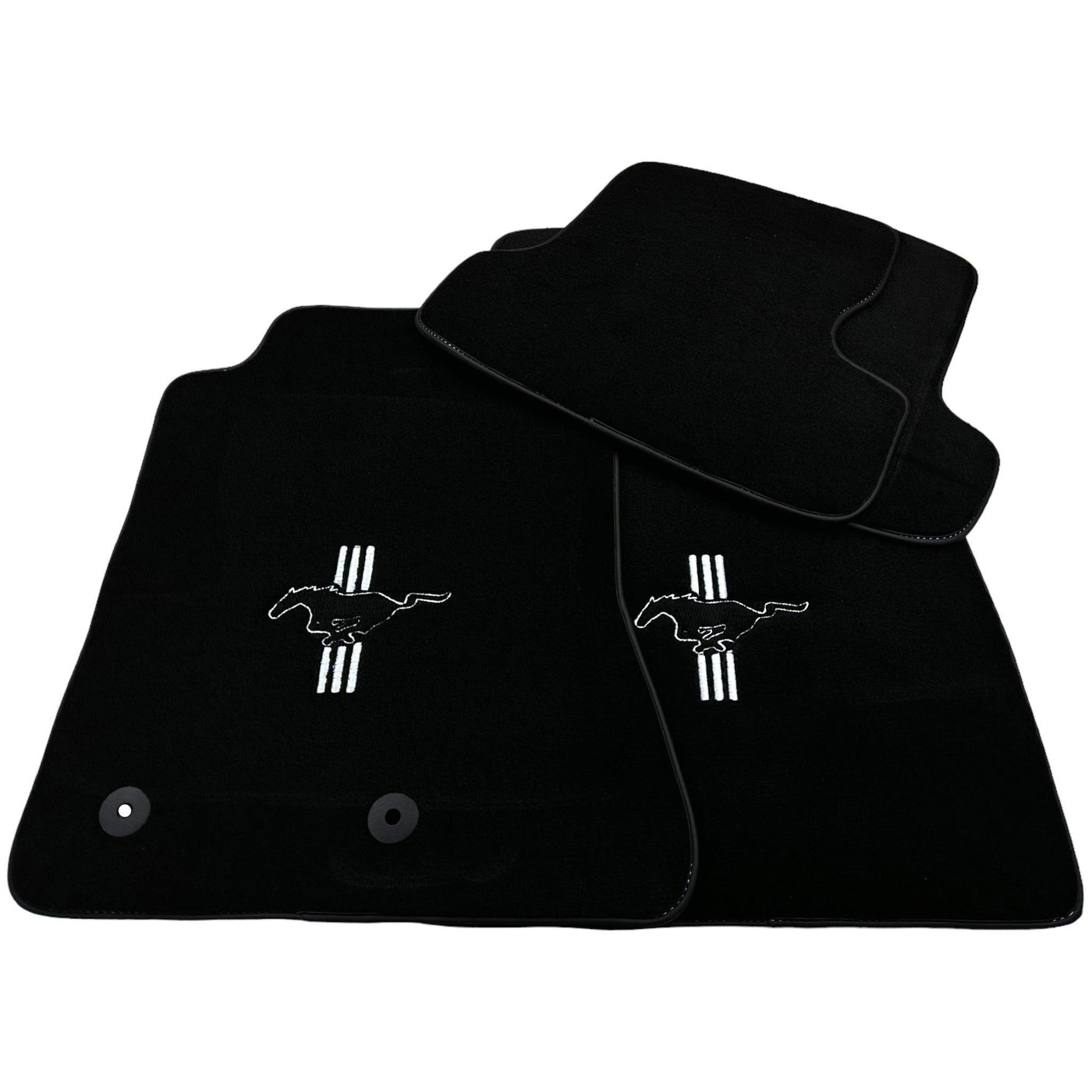 Black Floor Mats For Ford Mustang VI (2015-2023) With Pony - AutoWin