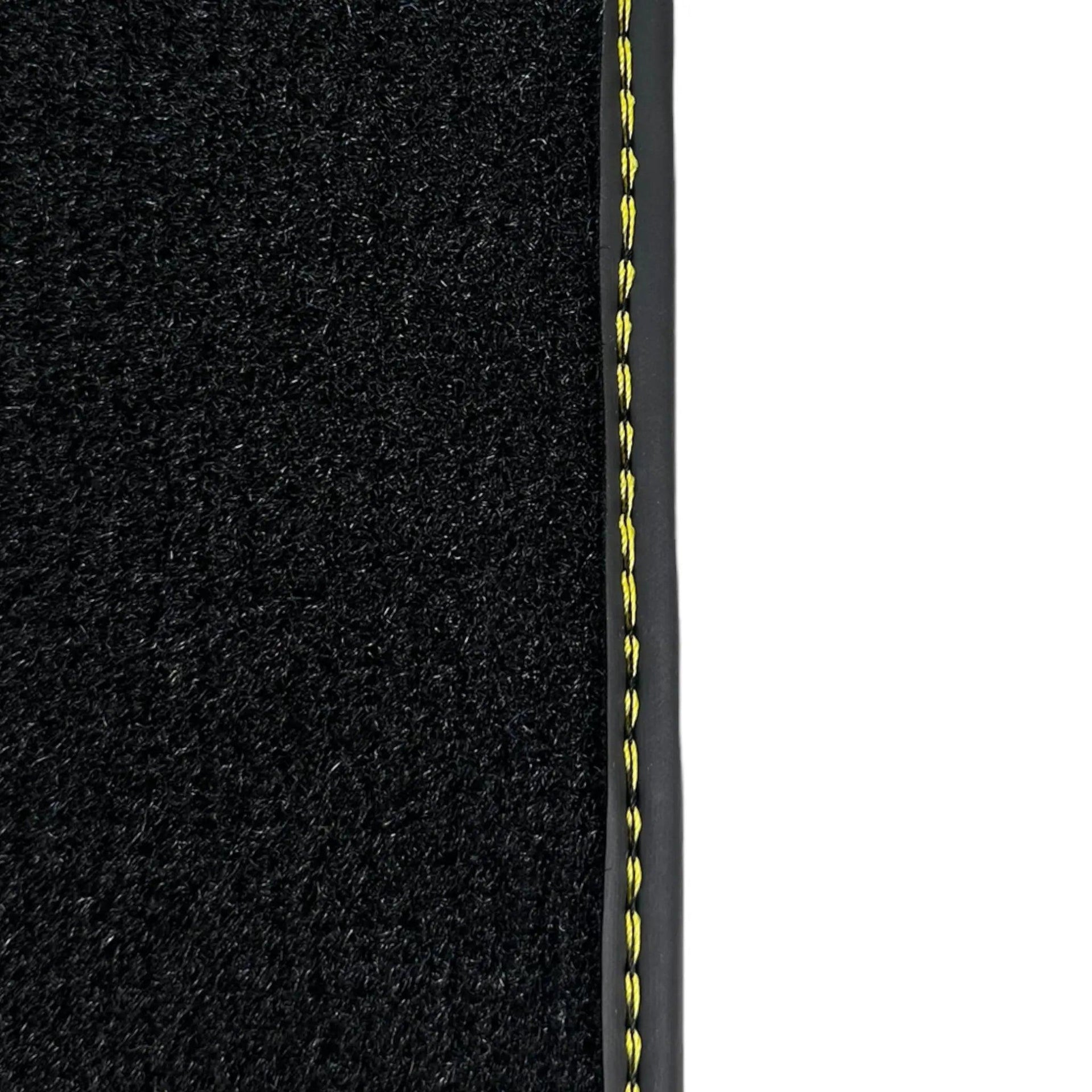 Black Floor Mats for Lamborghini Aventador S with Yellow Alcantara Leather - AutoWin