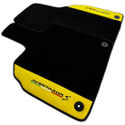 Black Floor Mats for Lamborghini Aventador S with Yellow Alcantara Leather - AutoWin