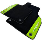 Black Floor Mats for Lamborghini Aventador With Green Leather - AutoWin