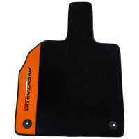 Black Floor Mats for Lamborghini Aventador with Orange (Arancia Leonis) Nappa Leather - AutoWin