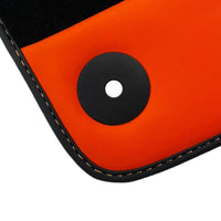 Black Floor Mats for Lamborghini Aventador with Orange (Arancia Mira) Nappa Leather - AutoWin