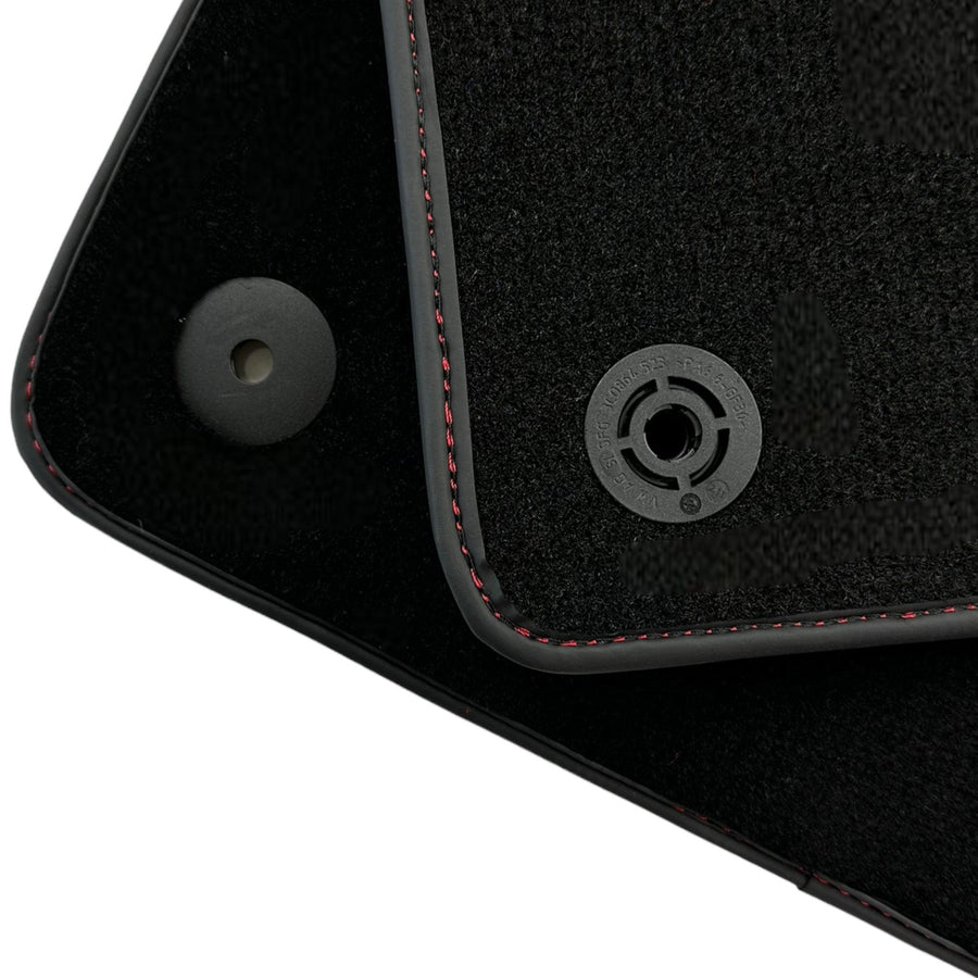 Black Floor Mats for Lamborghini Aventador With Red Leather - AutoWin
