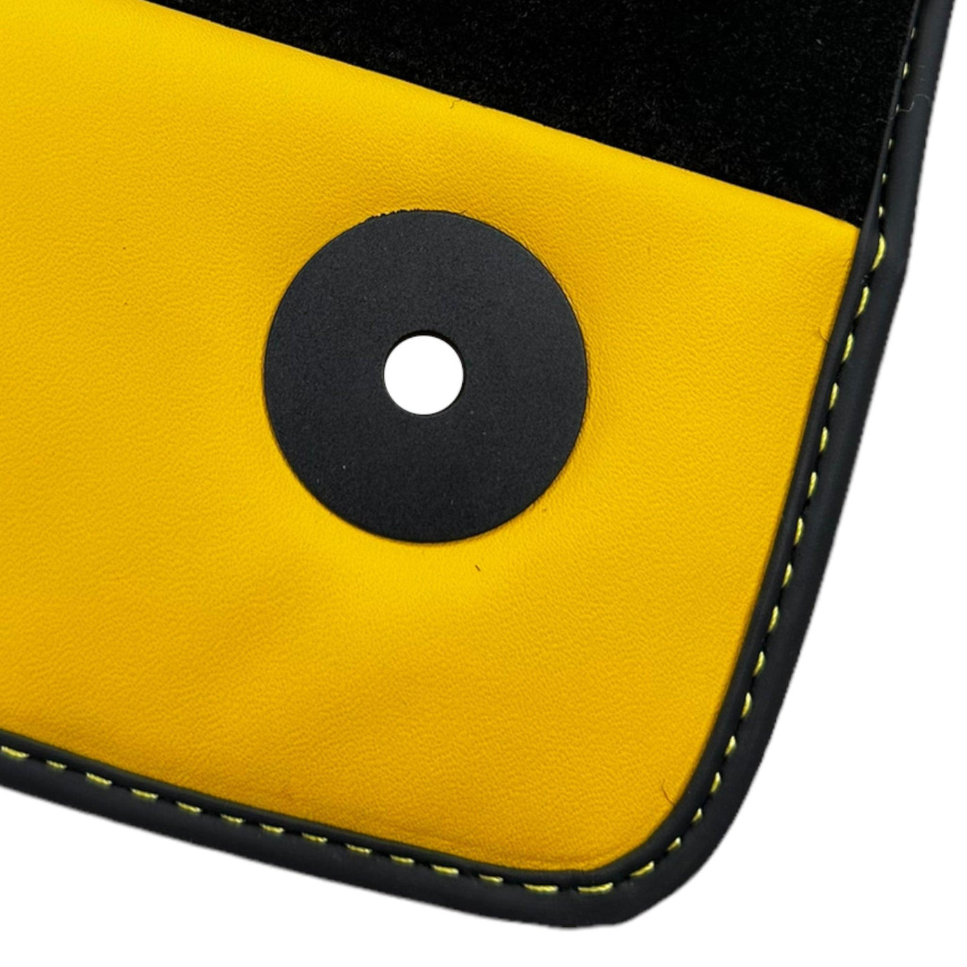 Black Floor Mats for Lamborghini Aventador with Yellow (Giallo Taurus) Nappa Leather - AutoWin