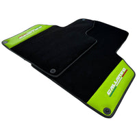 Black Floor Mats for Lamborghini Gallardo With Green Leather - AutoWin