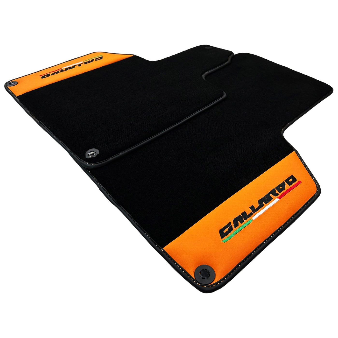 Black Floor Mats for Lamborghini Gallardo With Orange Arancia Leonis Nappa Leather - AutoWin