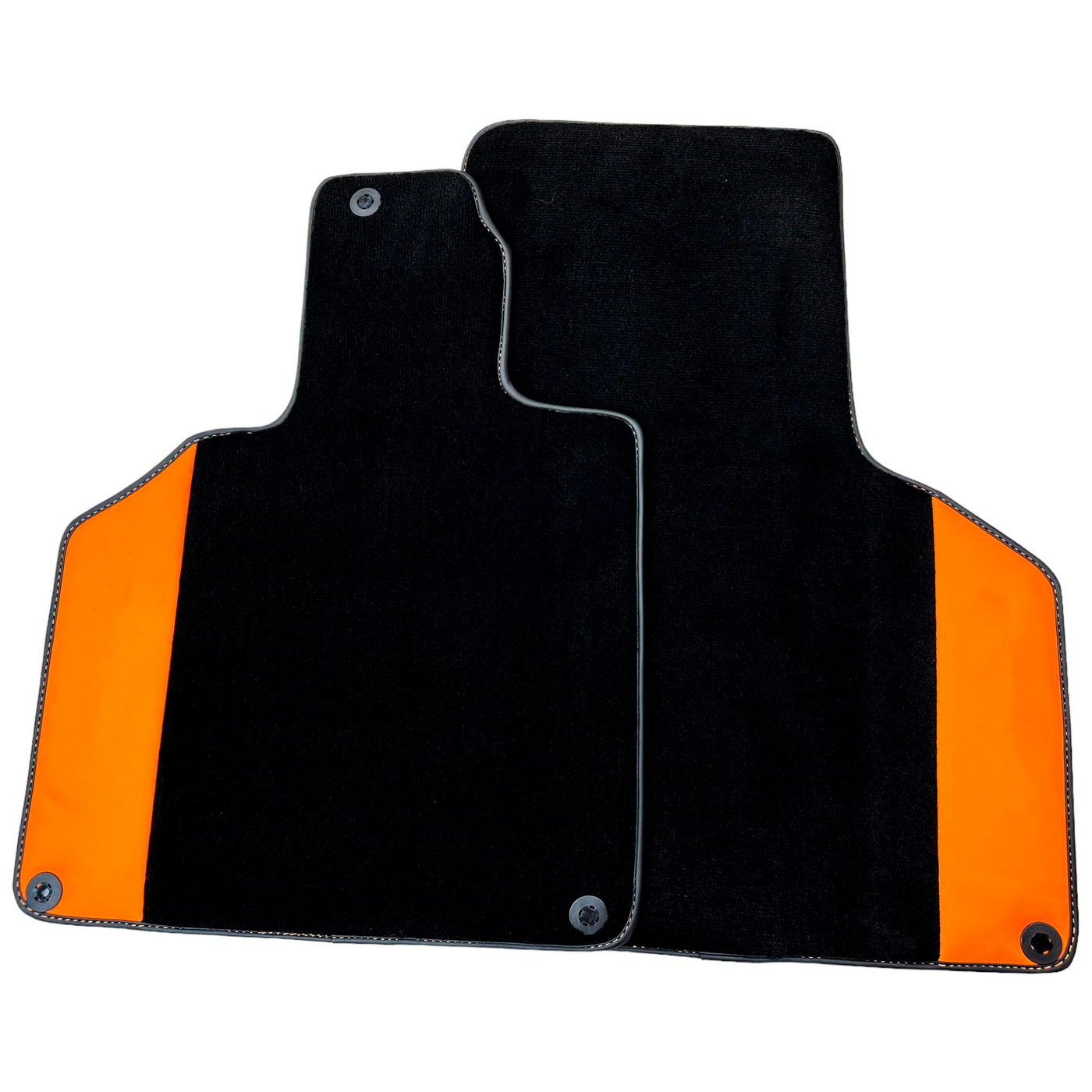 Custom Black Floor Mats for Lamborghini Gallardo With Orange Arancia Leonis Nappa Leather