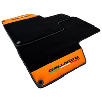 Black Floor Mats for Lamborghini Gallardo With Orange Arancia Leonis Nappa Leather - AutoWin