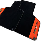 Black Floor Mats for Lamborghini Gallardo With Orange Arancia Mira Nappa Leather - AutoWin