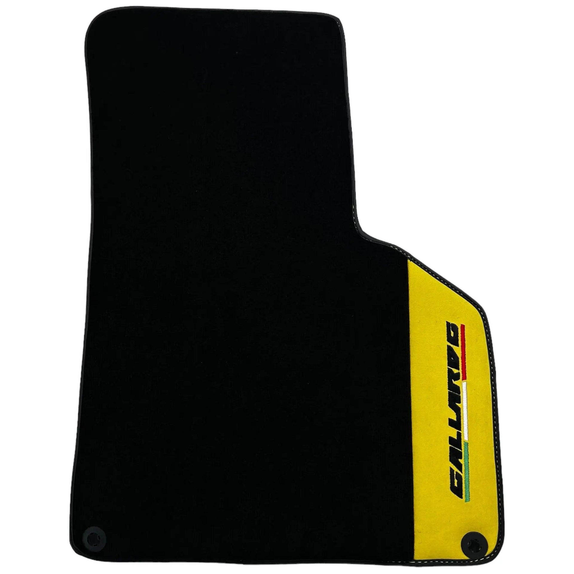 Black Floor Mats for Lamborghini Gallardo With Yellow Alcantara Leather - AutoWin