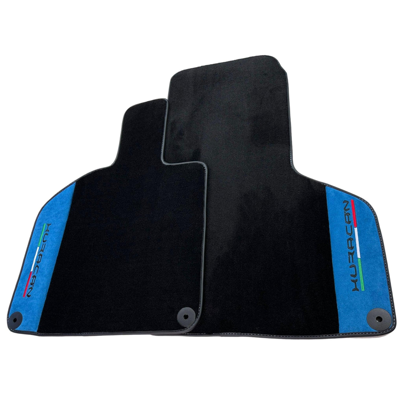 Black Floor Mats for Lamborghini Huracan 2014-2023 With Blue Alcantara Leather - AutoWin