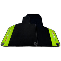 Black Floor Mats for Lamborghini Huracan 2014-2023 With Green Leather - AutoWin