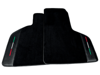 Custom Black Floor Mats for Lamborghini Huracan STO With Carbon Fiber Leather Orange Sewing