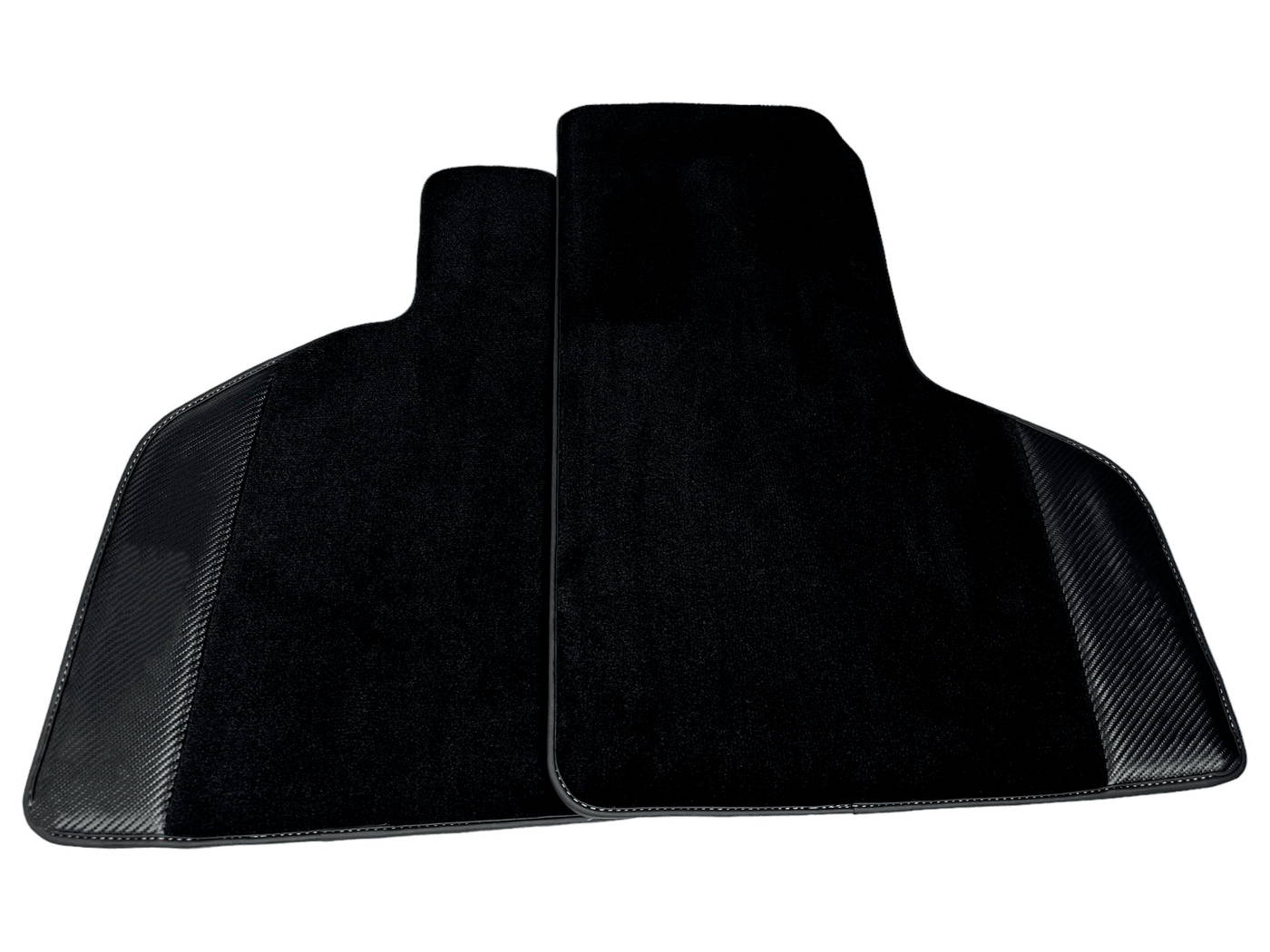 Custom Black Floor Mats for Lamborghini Huracan STO With Carbon Fiber Leather Orange Sewing