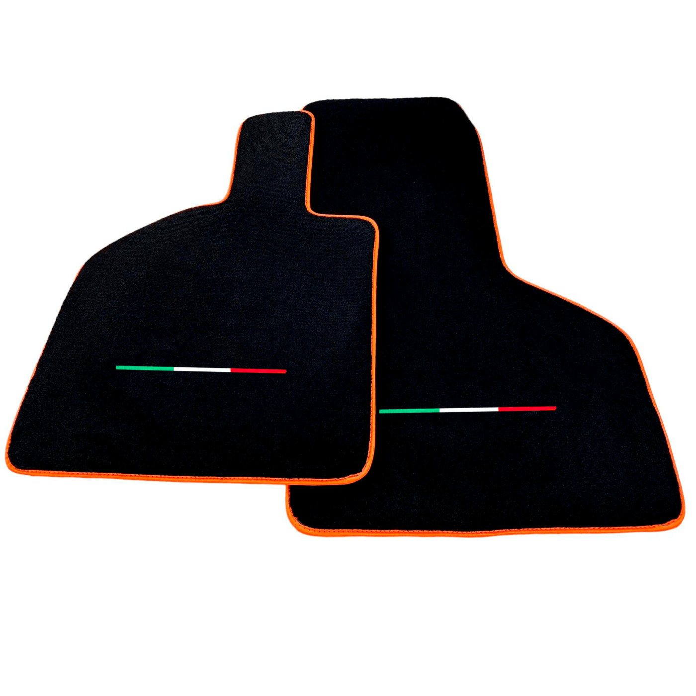 Black Floor Mats for Lamborghini Huracan STO with Orange Trim | Italian Flague