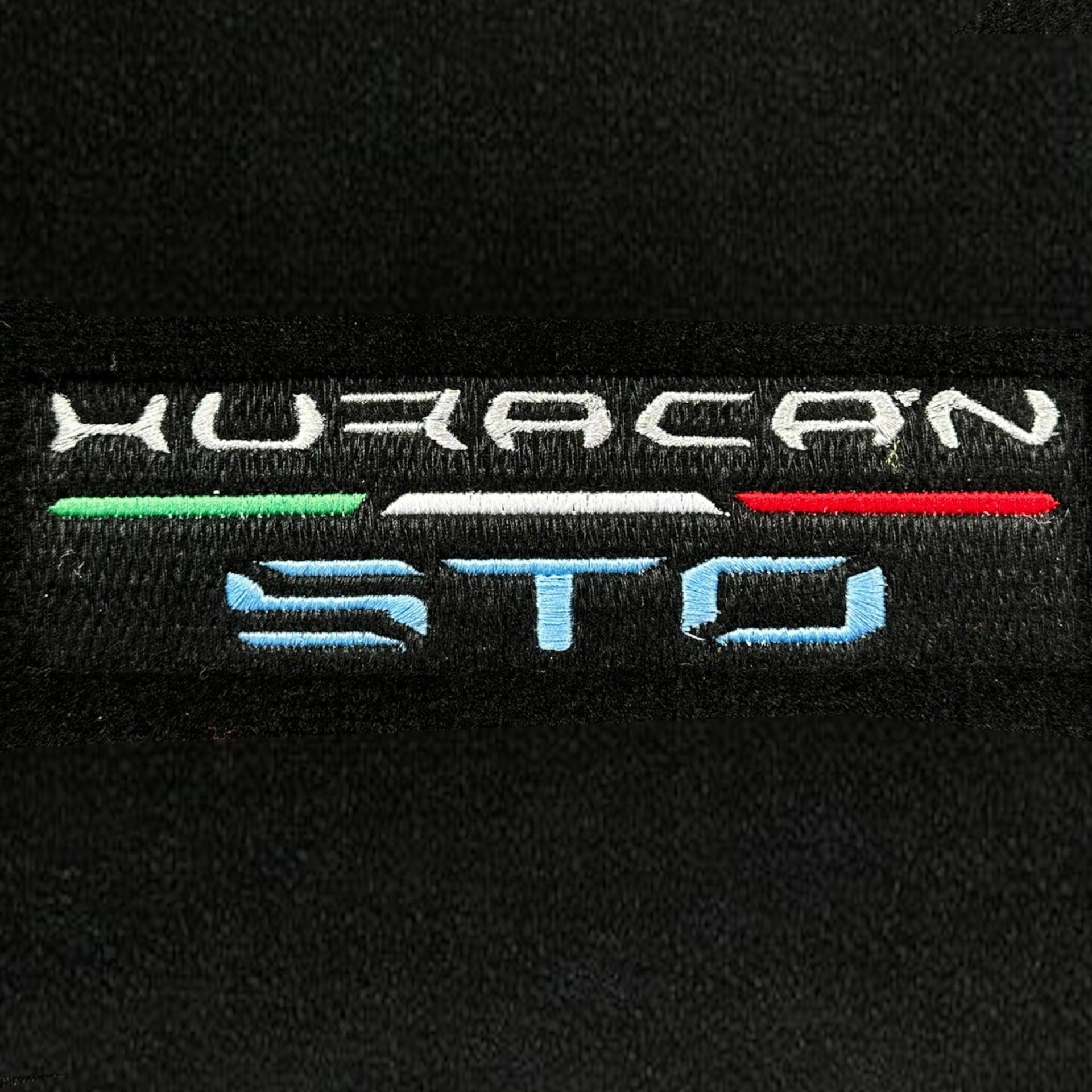 Custom Black Floor Mats for Lamborghini Huracan STO - White Trim