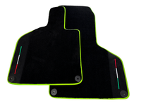 Custom Black Floor Mats for Lamborghini Huracan with Alcantara Leather Green Trim