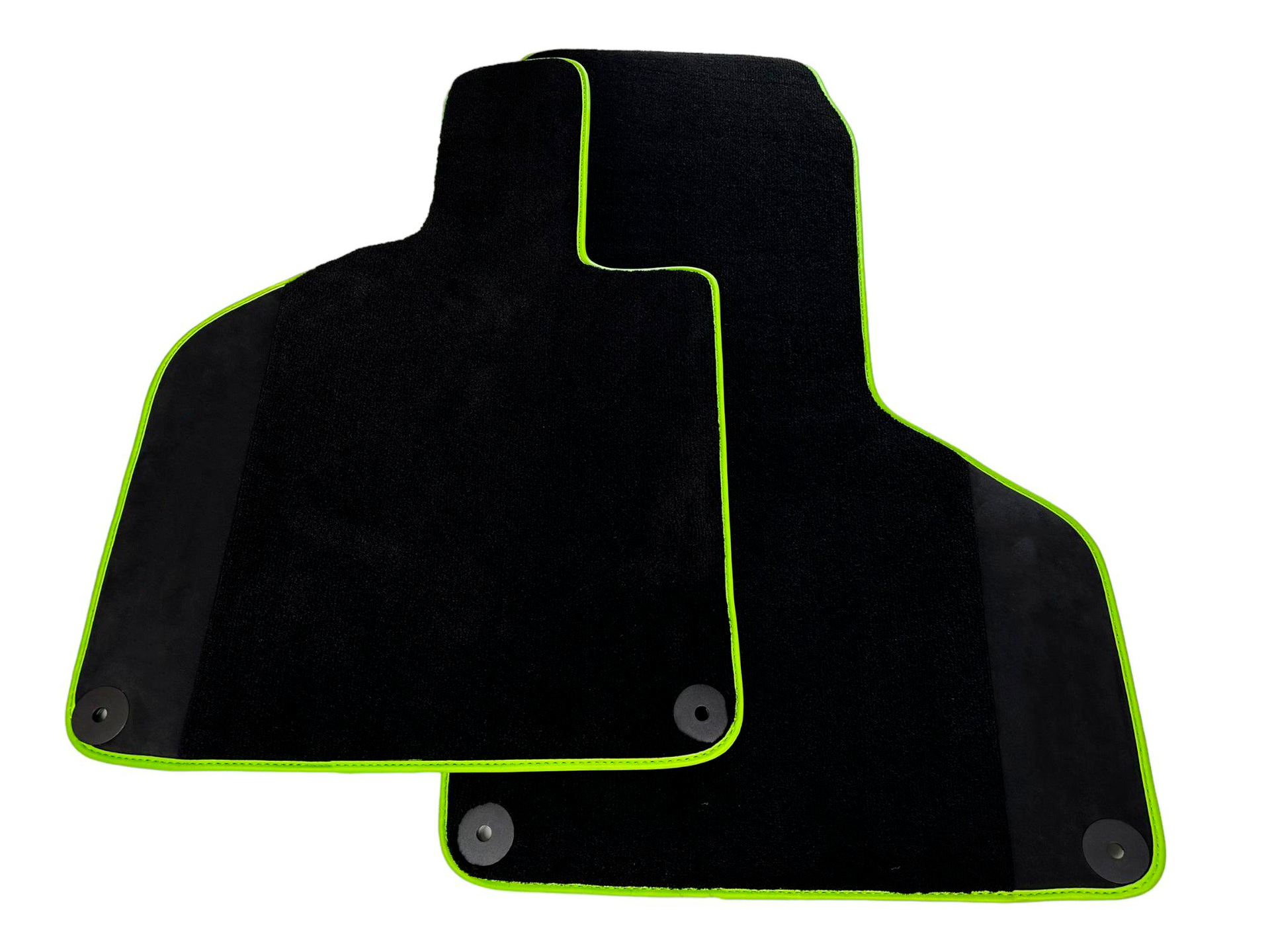 Custom Black Floor Mats for Lamborghini Huracan with Alcantara Leather Green Trim