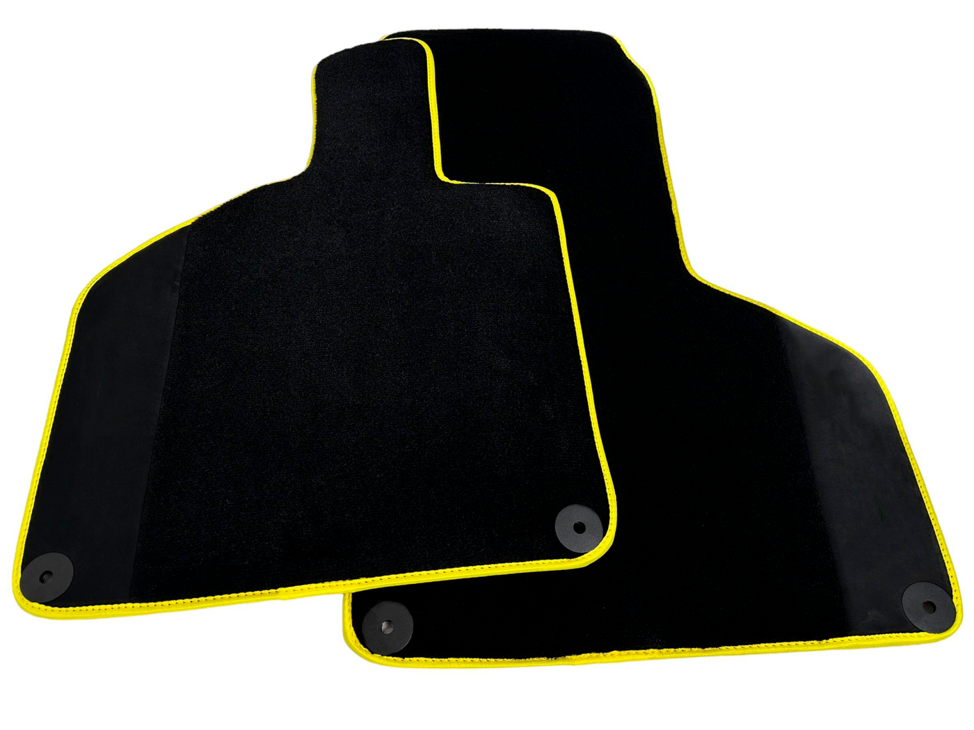 Black Floor Mats for Lamborghini Huracan with Alcantara Leather | Yellow Trim