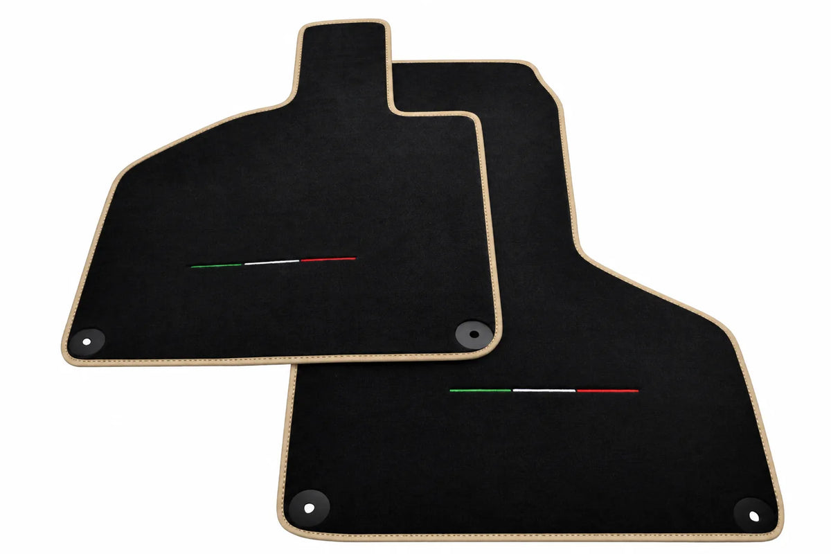 Black Floor Mats for Lamborghini Huracan with Italian Flag Beige trim