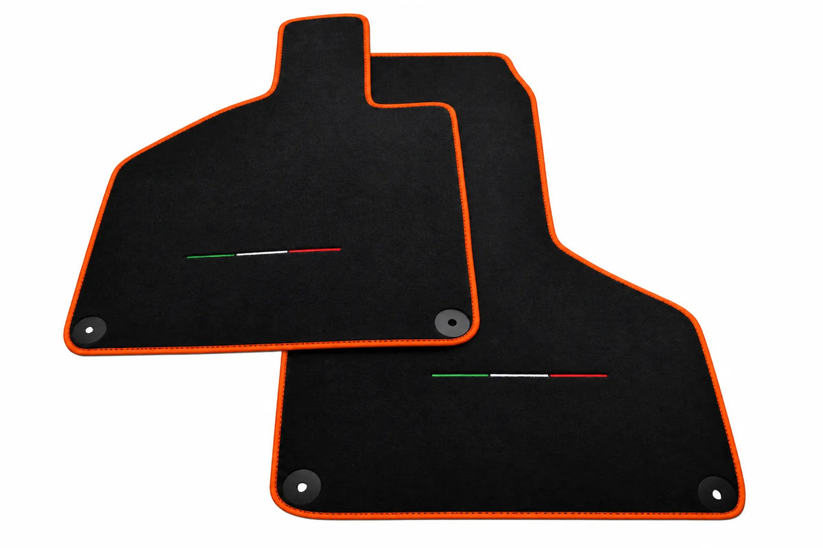 Black Floor Mats for Lamborghini Huracan with Italian Flag Orange trim