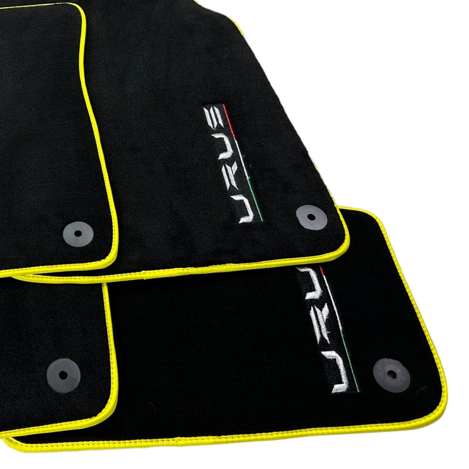 Black Floor Mats For Lamborghini Urus Tailored With Yellow Trim - AutoWin