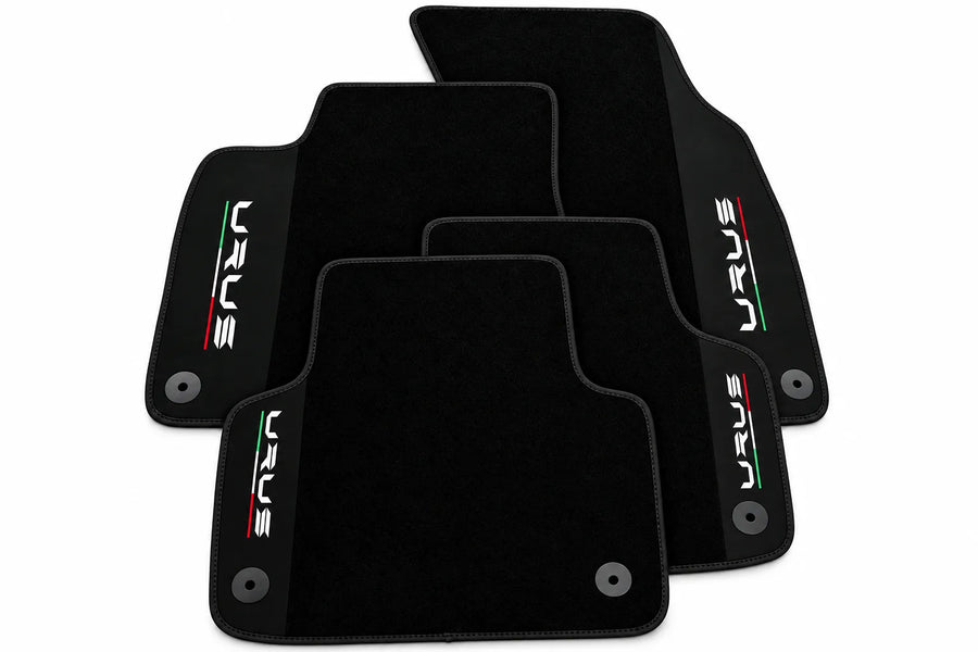 Black Floor Mats For Lamborghini Urus With Alcantara Leather Black trim