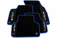 Black Floor Mats For Lamborghini Urus With Alcantara Leather Blue trim
