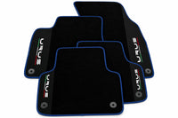 Black Floor Mats For Lamborghini Urus With Alcantara Leather Dark Blue trim