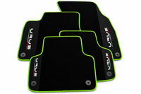 Black Floor Mats For Lamborghini Urus With Alcantara Leather Green trim