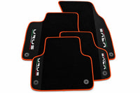 Black Floor Mats For Lamborghini Urus With Alcantara Leather Orange trim