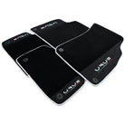 Black Floor Mats For Lamborghini Urus With Alcantara Leather White Trim - AutoWin