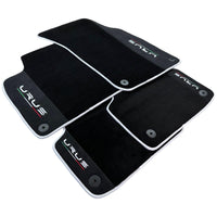 Black Floor Mats For Lamborghini Urus With Alcantara Leather White Trim - AutoWin