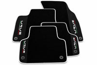 Black Floor Mats For Lamborghini Urus With Alcantara Leather White trim