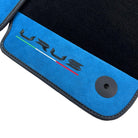 Black Floor Mats For Lamborghini Urus With Blue Alcantara Leather - AutoWin