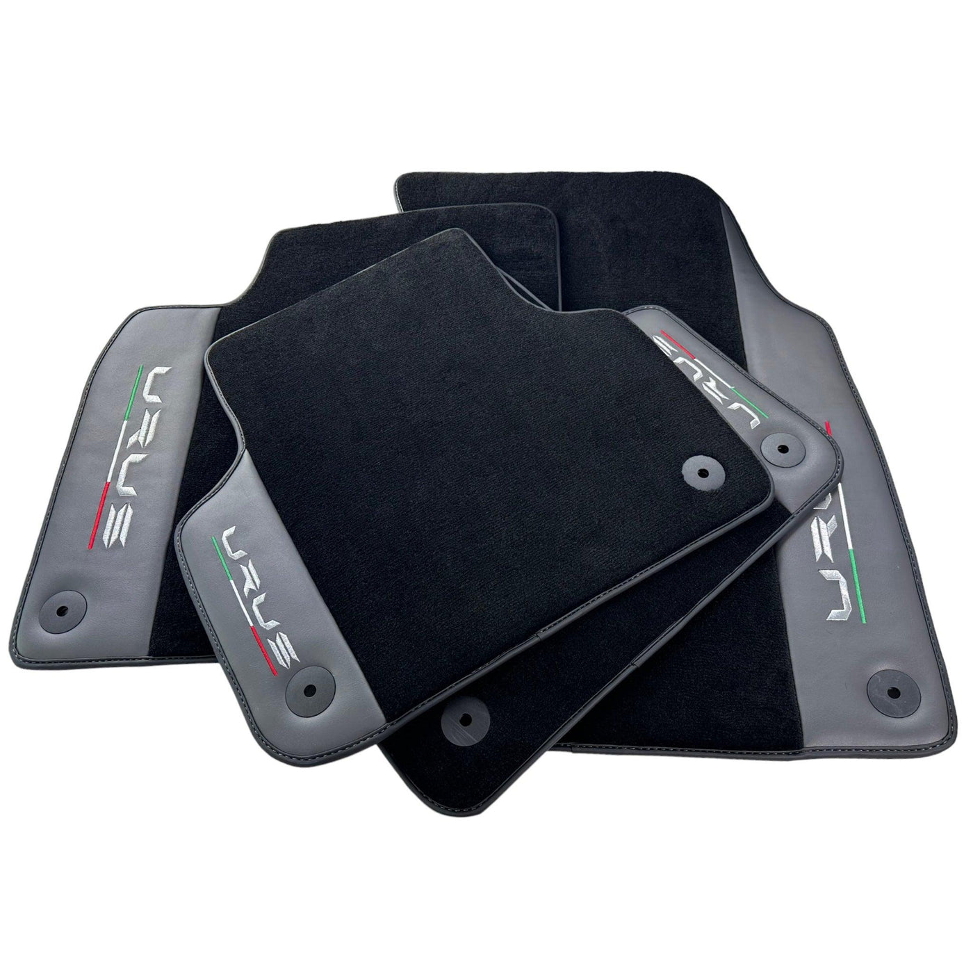 Black Floor Mats for Lamborghini Urus With Dark Gray Leather - AutoWin