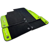 Black Floor Mats for Lamborghini Urus With Green Leather - AutoWin