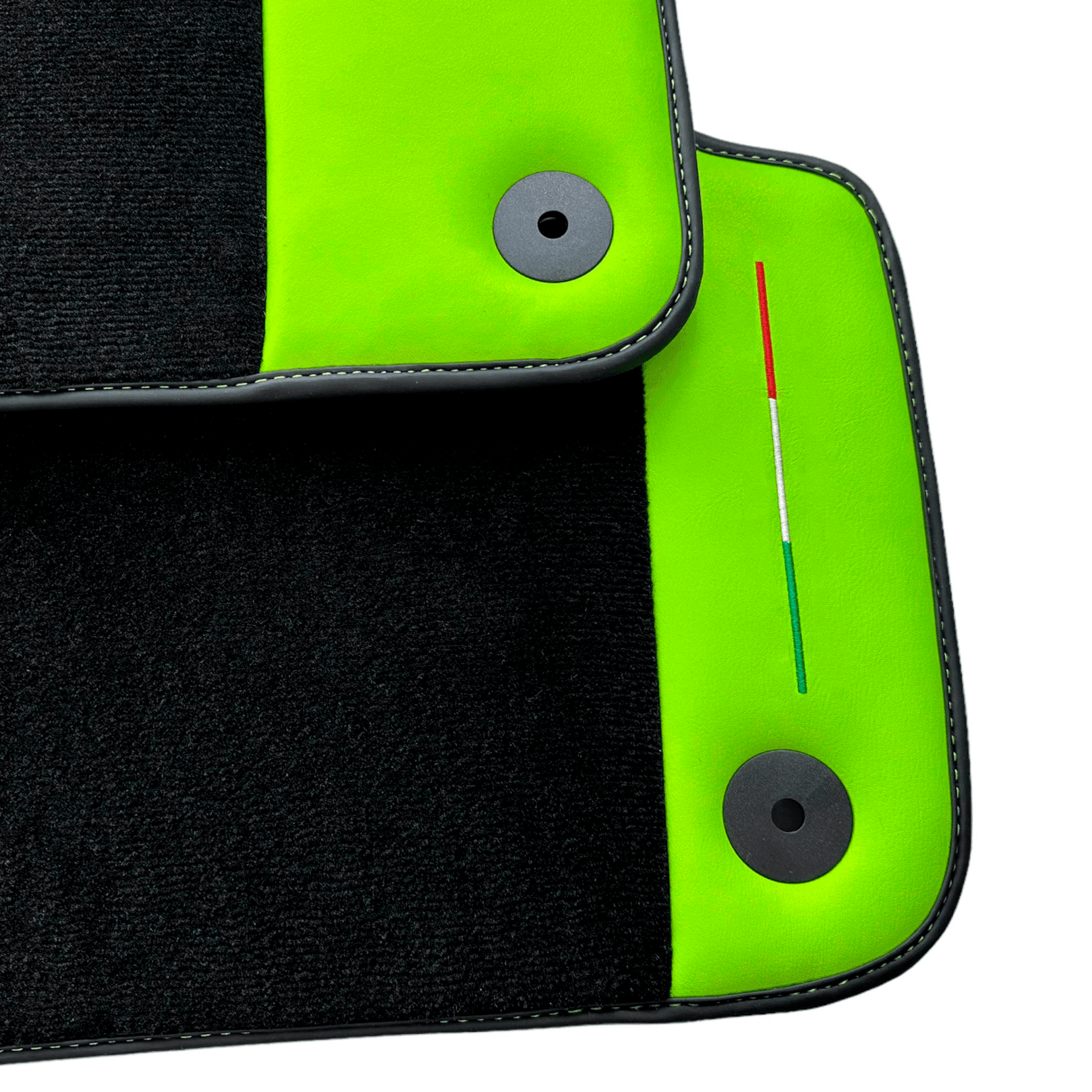 Black Floor Mats for Lamborghini Urus With Green Leather - AutoWin